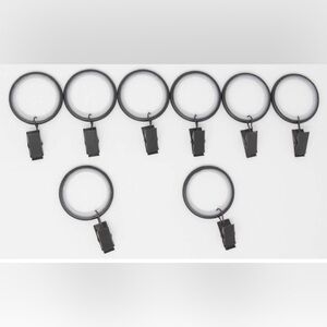 8 Curtain Drapery Rings with Clips, 1.5-inch Inner Diameter Quiet Smooth Black